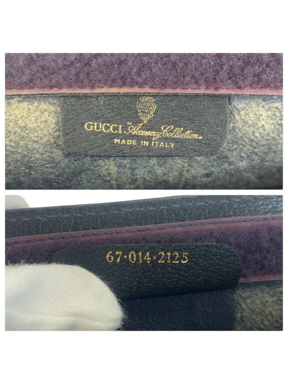 Gucci Vintage Sherry Line Navy Red 67 014 Clutch - Picture 5 of 9